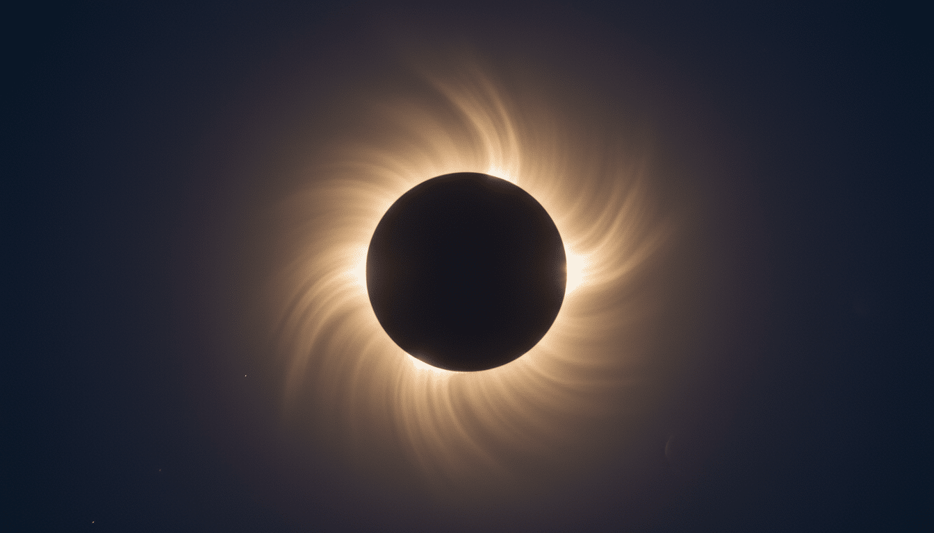 Éclipse solaire totale avec couronne solaire visible