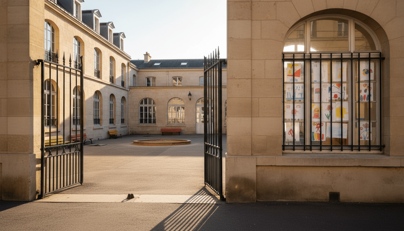 Façade d'une école maternelle parisienne dans le 11e arrondissement