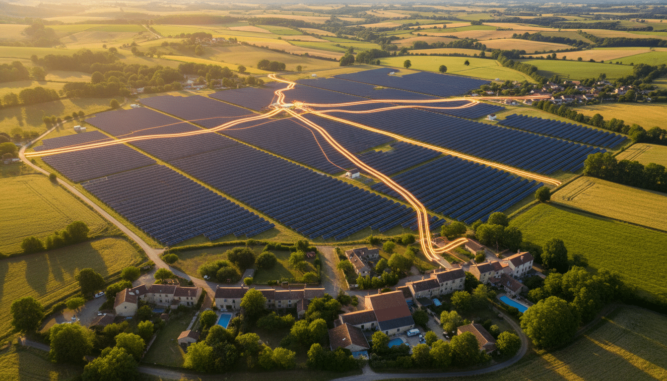 Parc solaire français produisant un surplus d'énergie