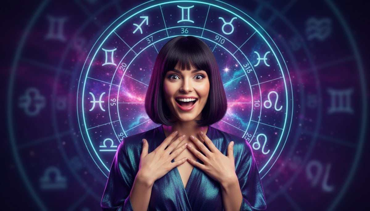 Editorial portrait photo of a young woman with dark bob haircut, looking at camera with joyful and a