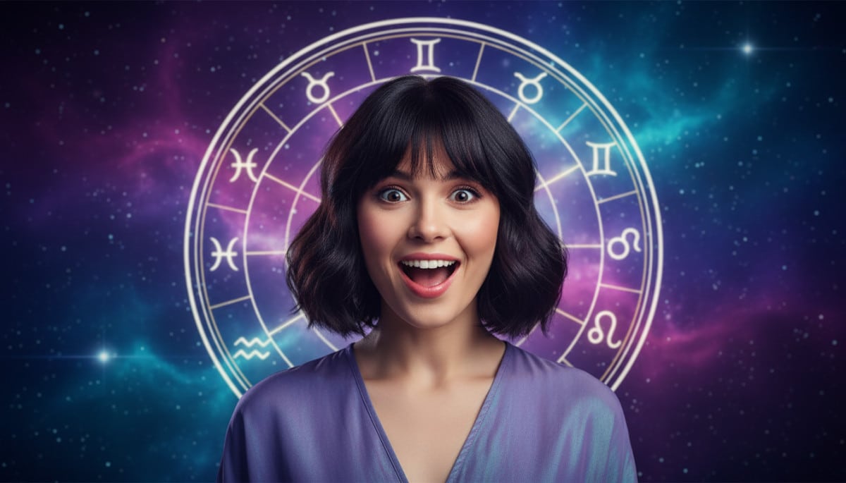 Editorial portrait photo of a young woman with dark bob haircut, looking at camera with joyful and a