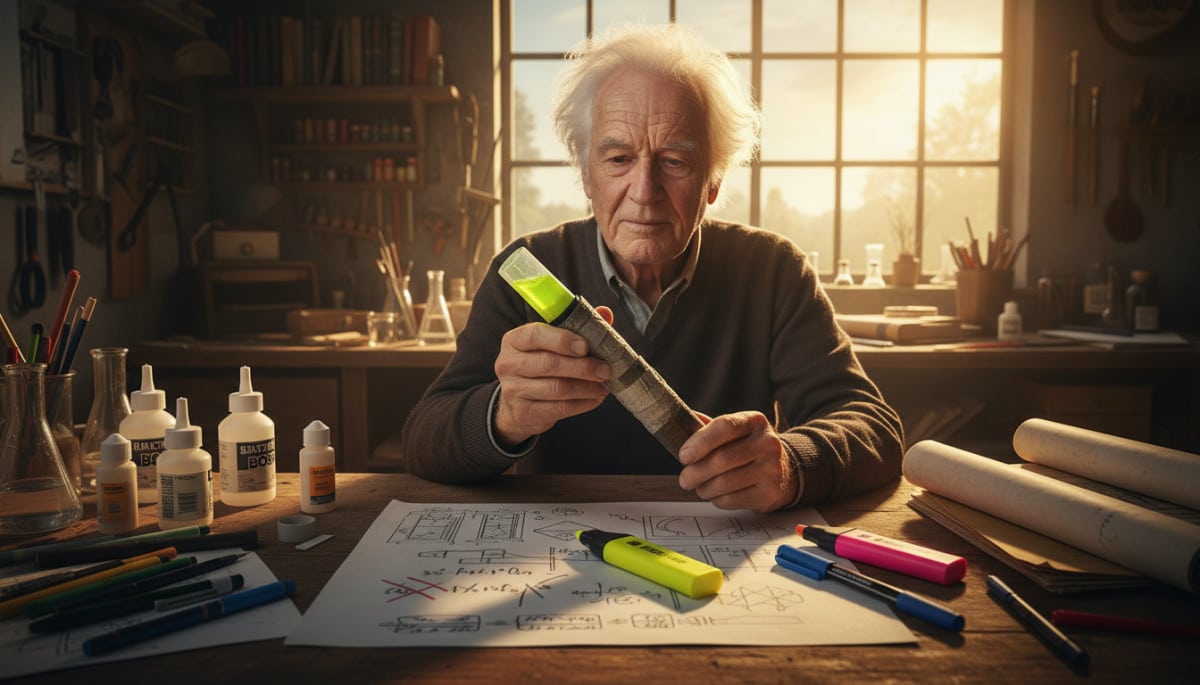 Editorial press photograph illustrating: Gaffer, Bic, Stabilo : l'inventeur du surligneur voulait ju