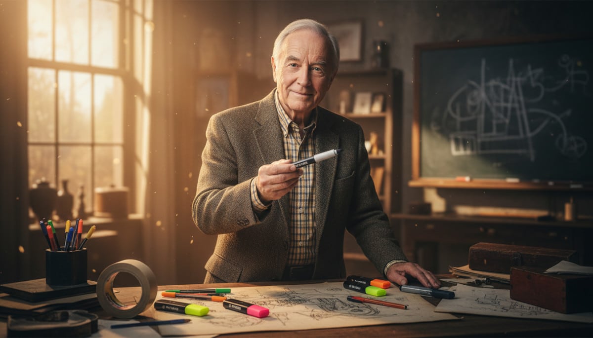 Editorial press photograph illustrating: Gaffer, Bic, Stabilo : l'inventeur du surligneur voulait ju