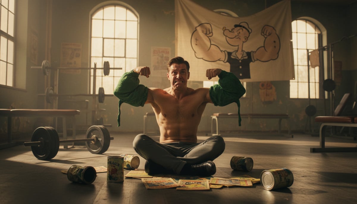 Editorial press photograph illustrating: Manger des épinards pour avoir des muscles comme Popeye : l