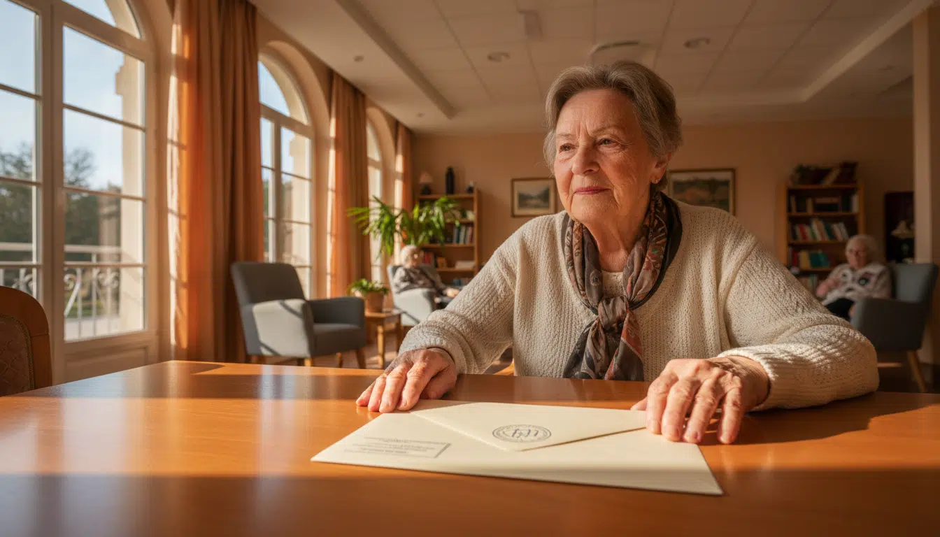 Personne âgée en EHPAD avec courrier administratif