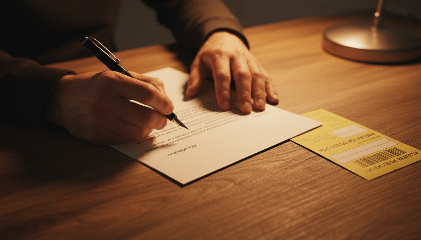 Rédaction d'un courrier recommandé avec accusé de réception