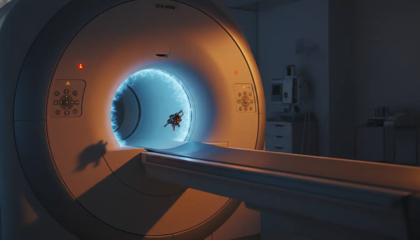 Objet métallique attiré par le champ magnétique d'une IRM