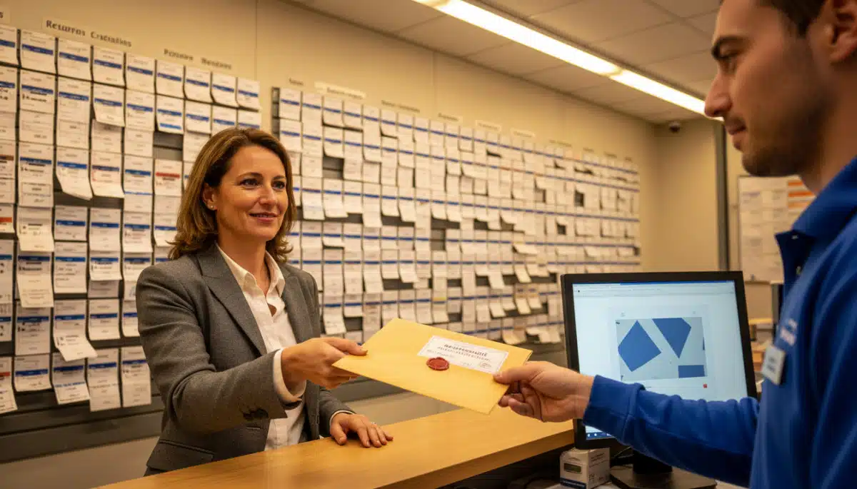 Envoi d'une lettre recommandée au bureau de poste