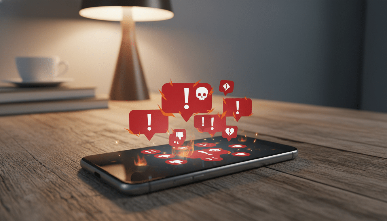 Réactions sur les réseaux sociaux vues sur un smartphone