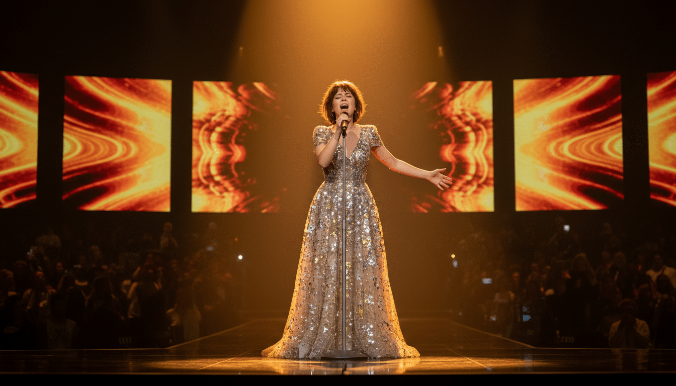 Chanteuse française sur scène lors de l'Eurovision