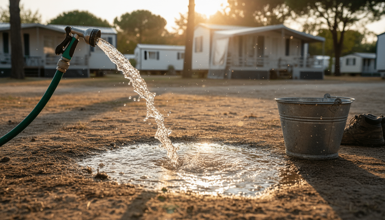 Eau froide utilisée pour les premiers secours au camping