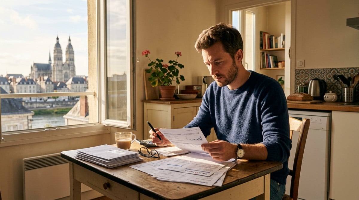 Fabien éducateur spécialisé vérifie ses comptes à Tours