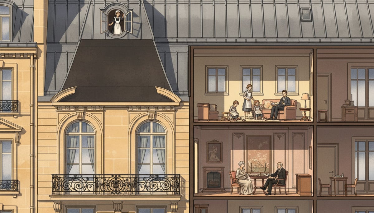 Façade haussmannienne montrant la hiérarchie sociale par étage
