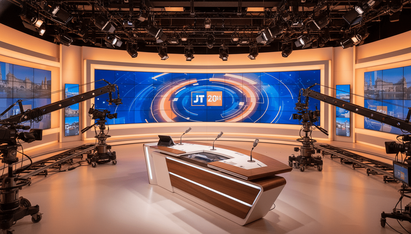 Plateau du journal télévisé de 20h prêt pour une interview