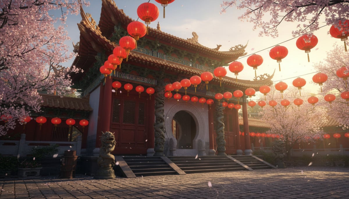 Femme contemplant les signes du zodiaque chinois dans un ciel étoilé mystique
