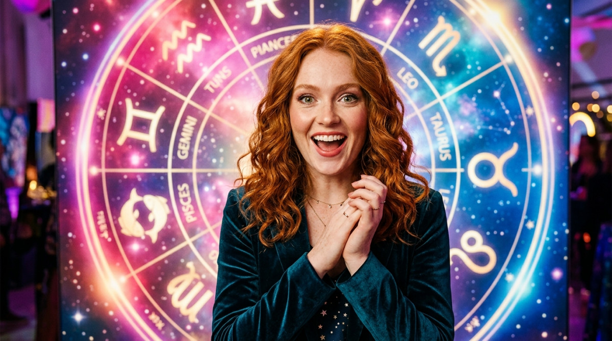 Femme les yeux fermés sous un ciel de Nouvelle Lune en Taureau avec des constellations dorées pour l'horoscope du 16 mai 2026