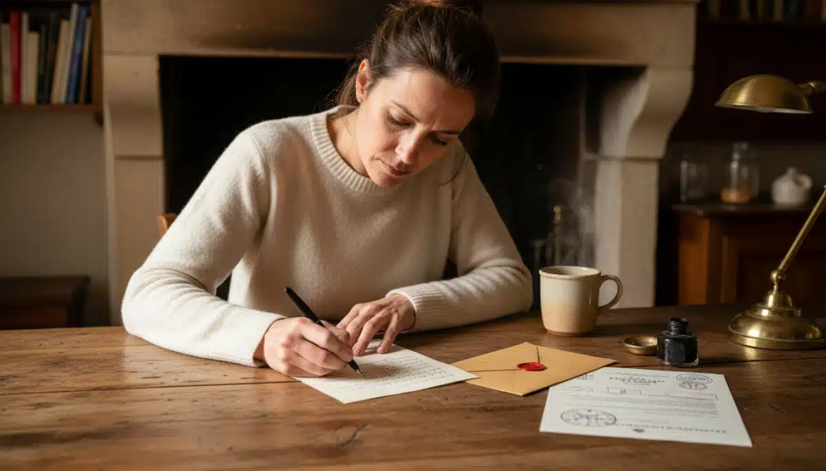 femme rédige lettre recommandée litige voisinage