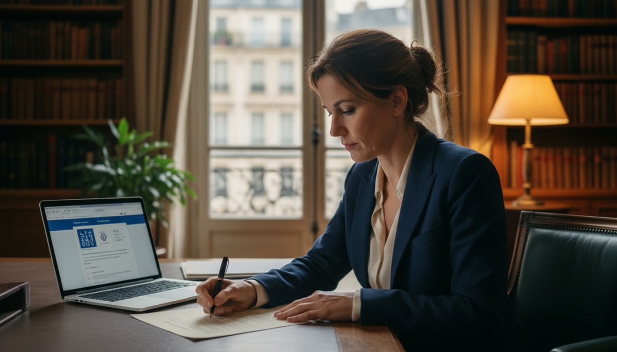 Femme rédigeant une lettre recommandée à son employeur