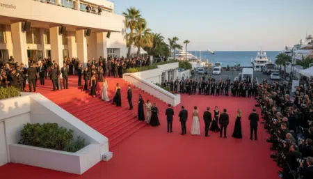 Montée des marches au Festival de Cannes au coucher du soleil