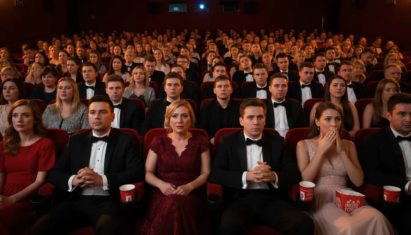 Public en tenue de soirée lors d'une projection à Cannes