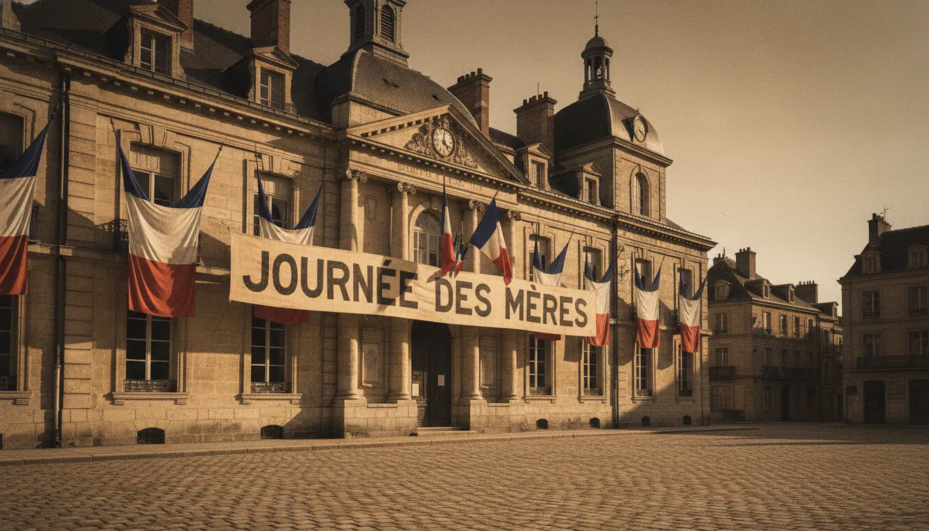 Mairie française décorée pour la journée des mères années 1940