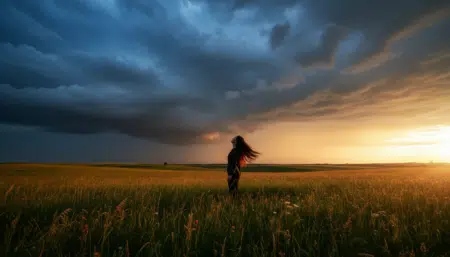 Ciel menaçant avec orages approchant sur la France