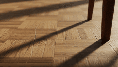 Rayures visibles sur un parquet en bois clair