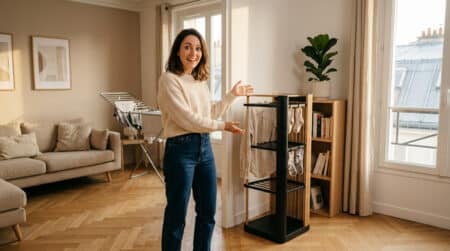 Fini l'étendoir qui envahit tout le salon : cette tour géniale à moins de 20€ change la donne