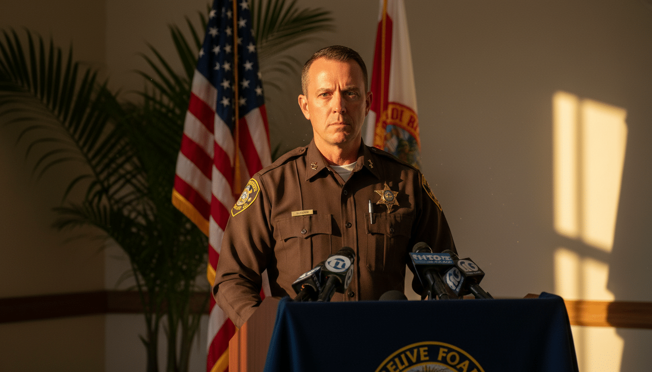 Le shérif Grady Judd lors d'une conférence de presse en Floride