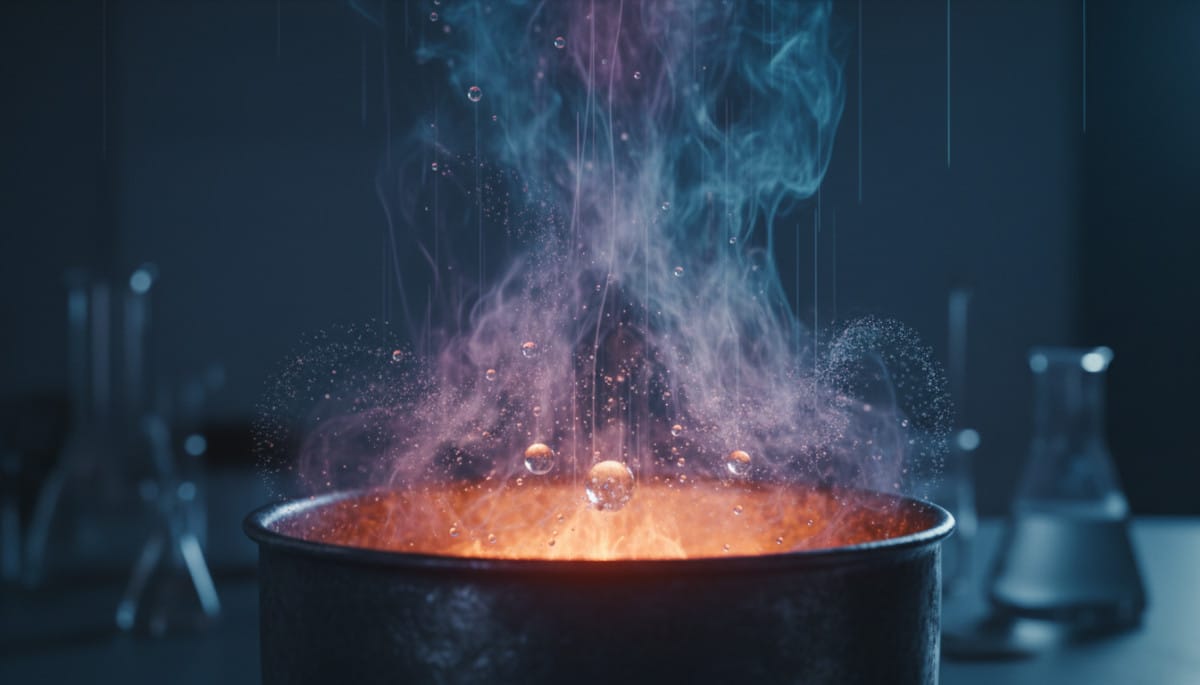 Gouttelettes d'eau se transformant en vapeur invisible