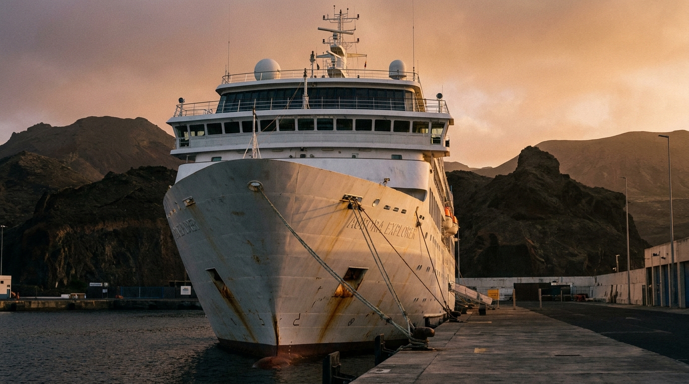 Navire de croisière amarré dans un port des îles Canaries