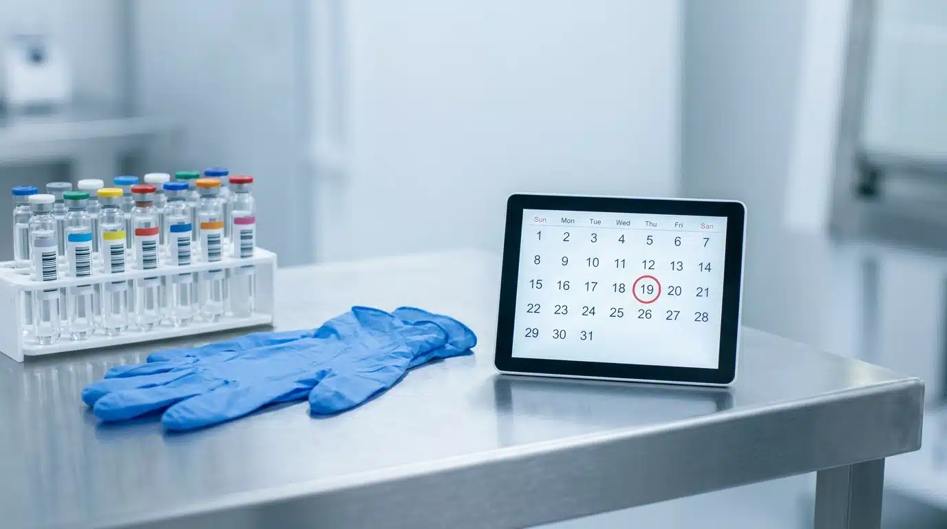 Tubes de prélèvement médical sur une table de laboratoire