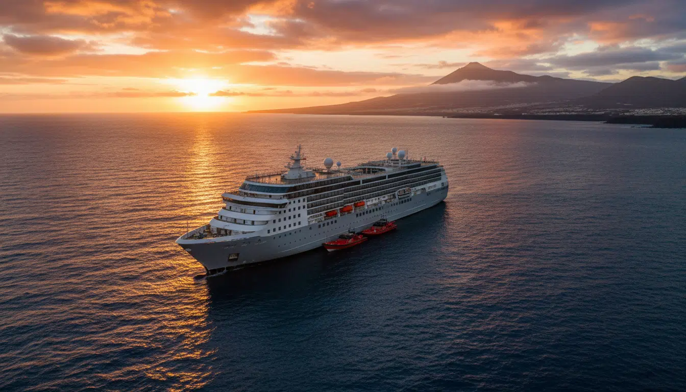 Navire de croisière MV Hondius ancré au large de Tenerife