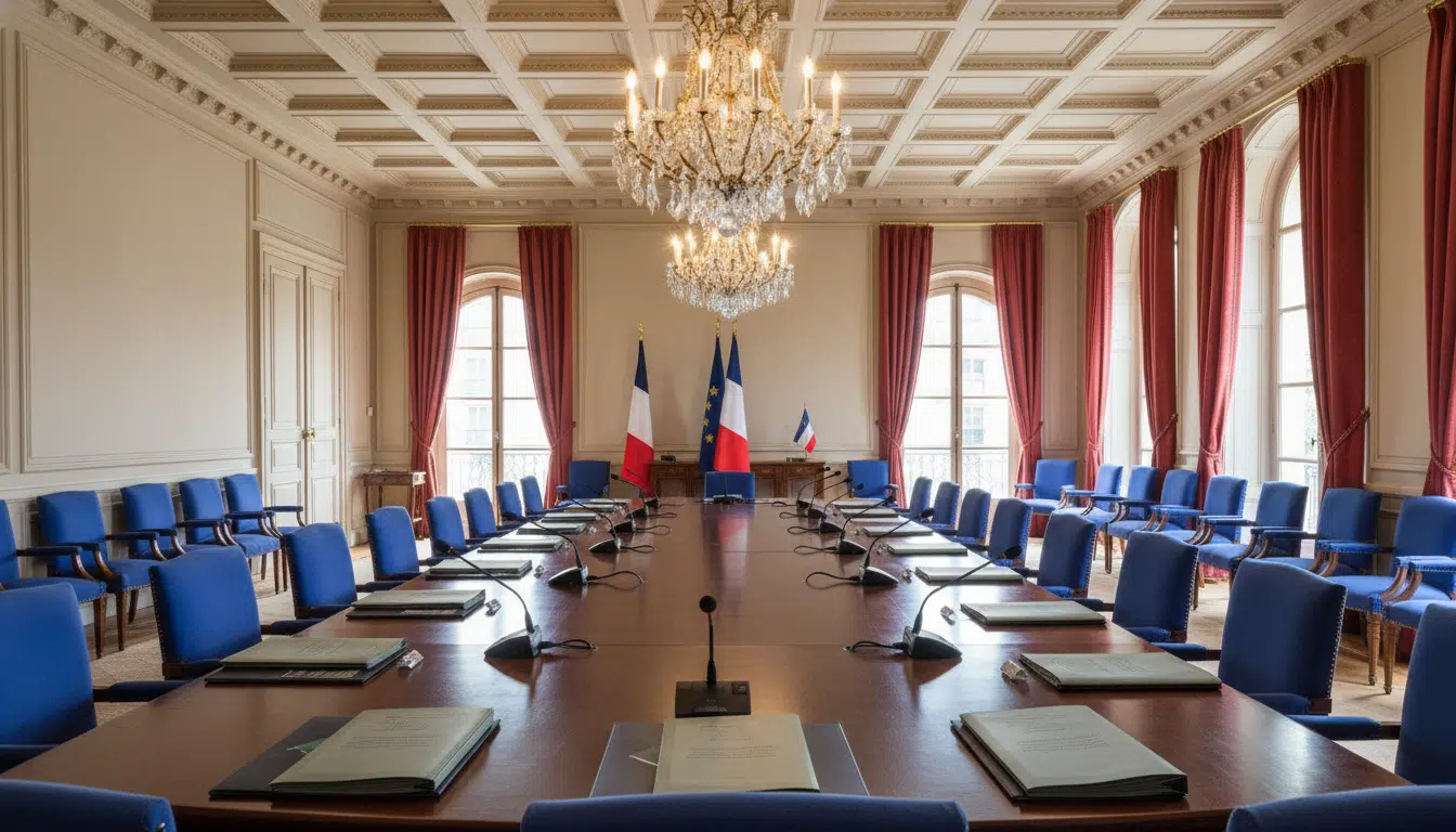 Salle de réunion de crise à Matignon