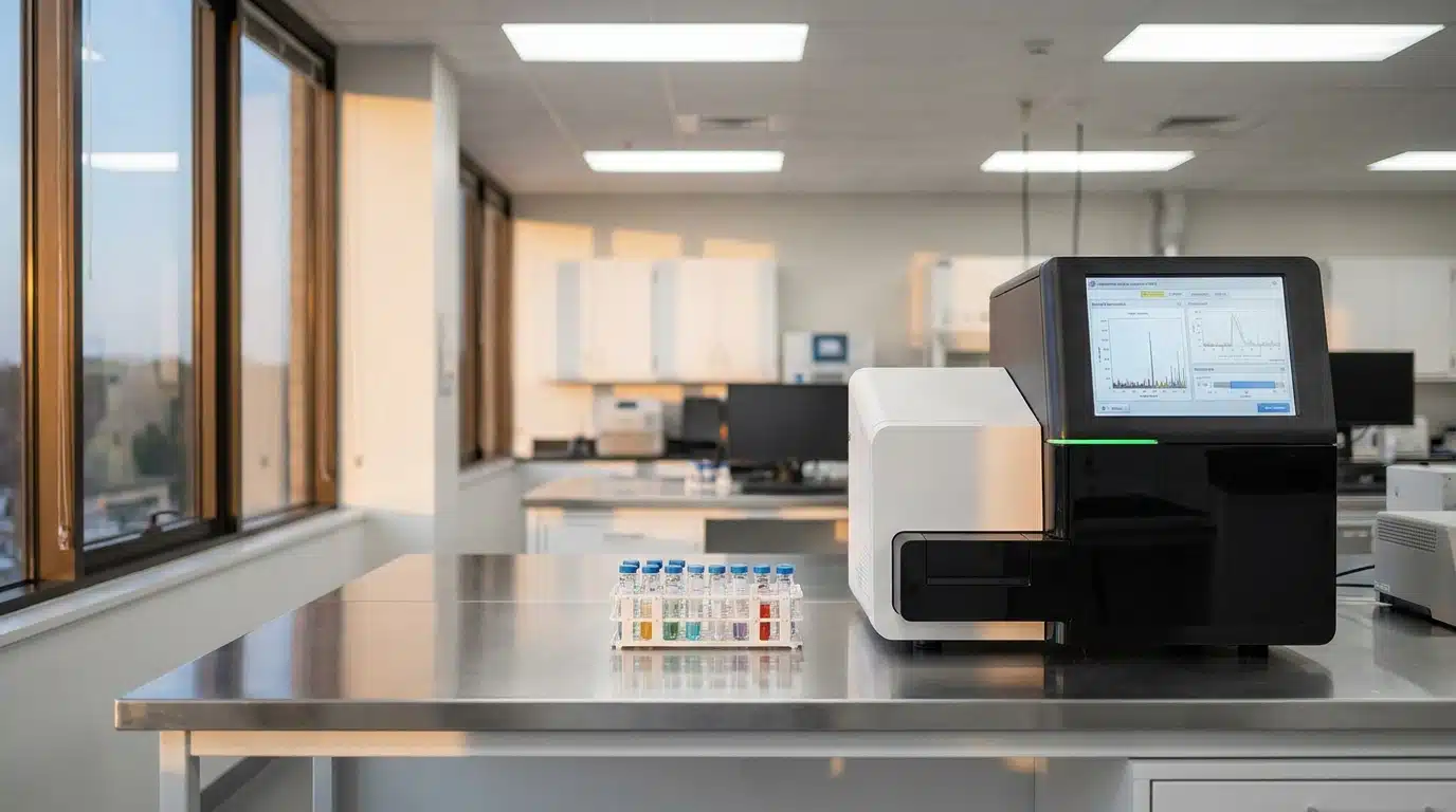 Laboratoire de virologie avec machine de séquençage génétique