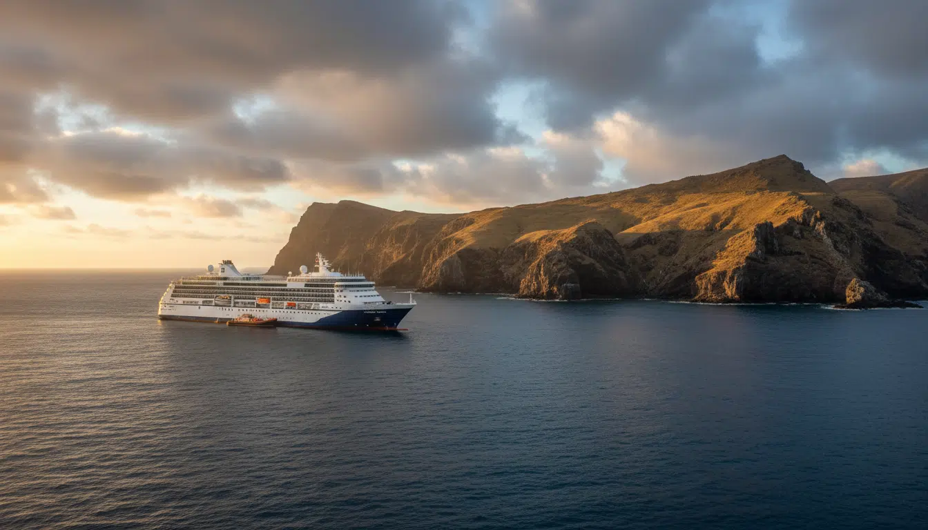 Le navire MV Hondius au large de Sainte-Hélène