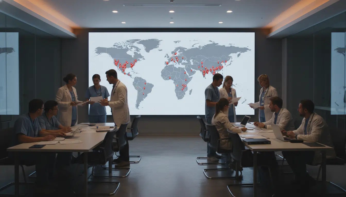Carte mondiale de surveillance sanitaire dans un centre de crise