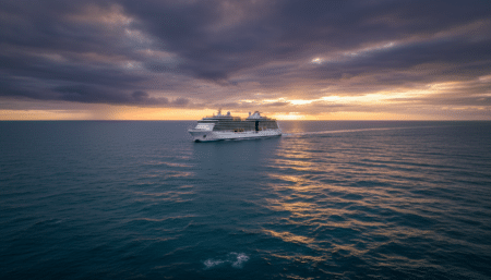 Le navire MV Hondius naviguant seul dans l'Atlantique