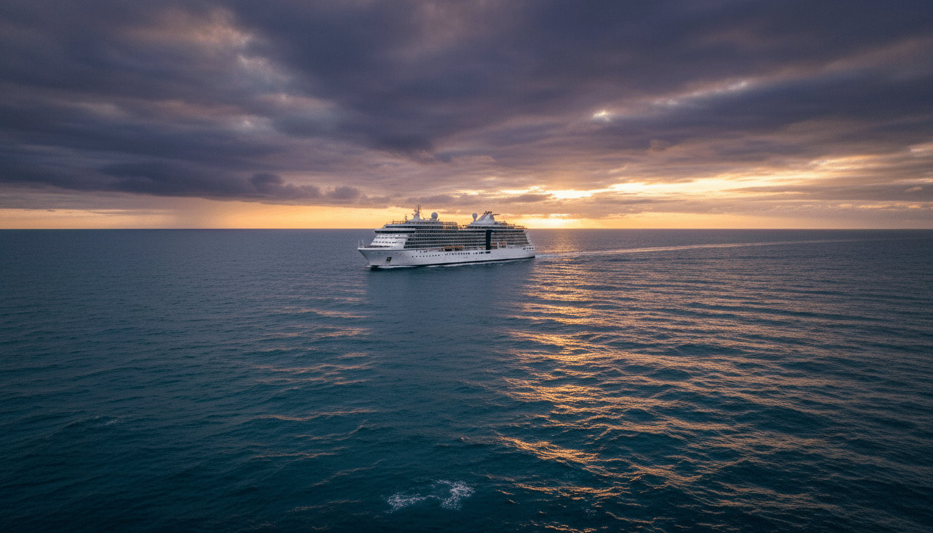Le navire MV Hondius naviguant seul dans l'Atlantique