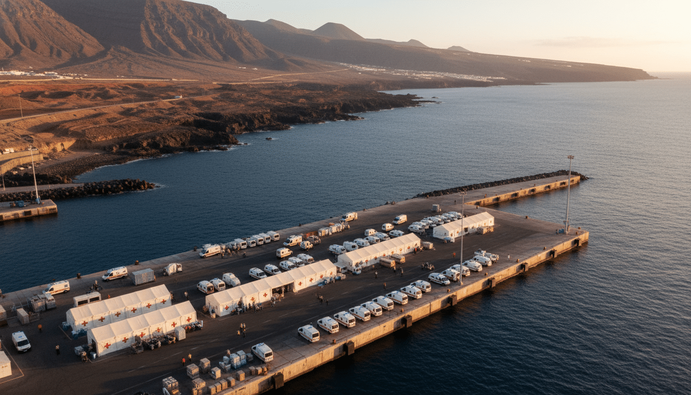 Port des Canaries préparé pour l'évacuation sanitaire du navire
