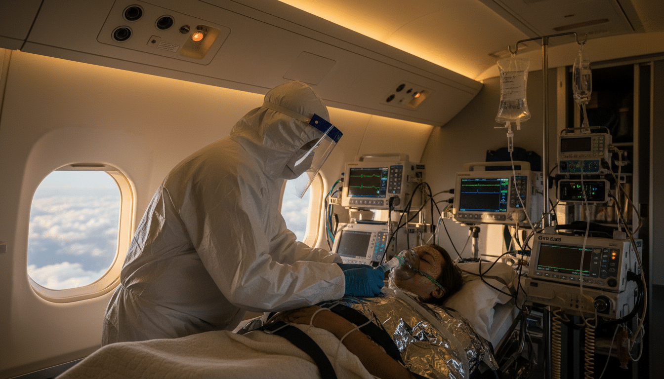 Évacuation sanitaire d'un passager par avion médical
