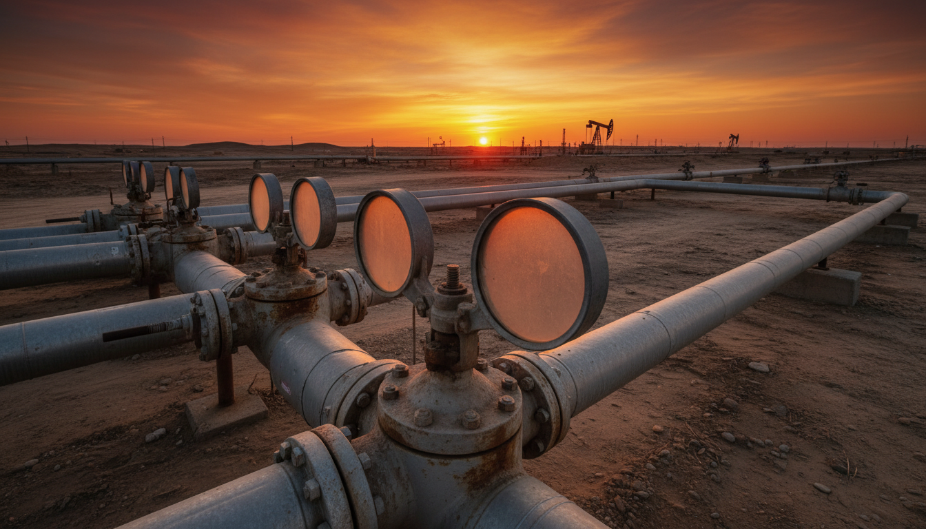 Infrastructure de gazoduc européen au coucher du soleil