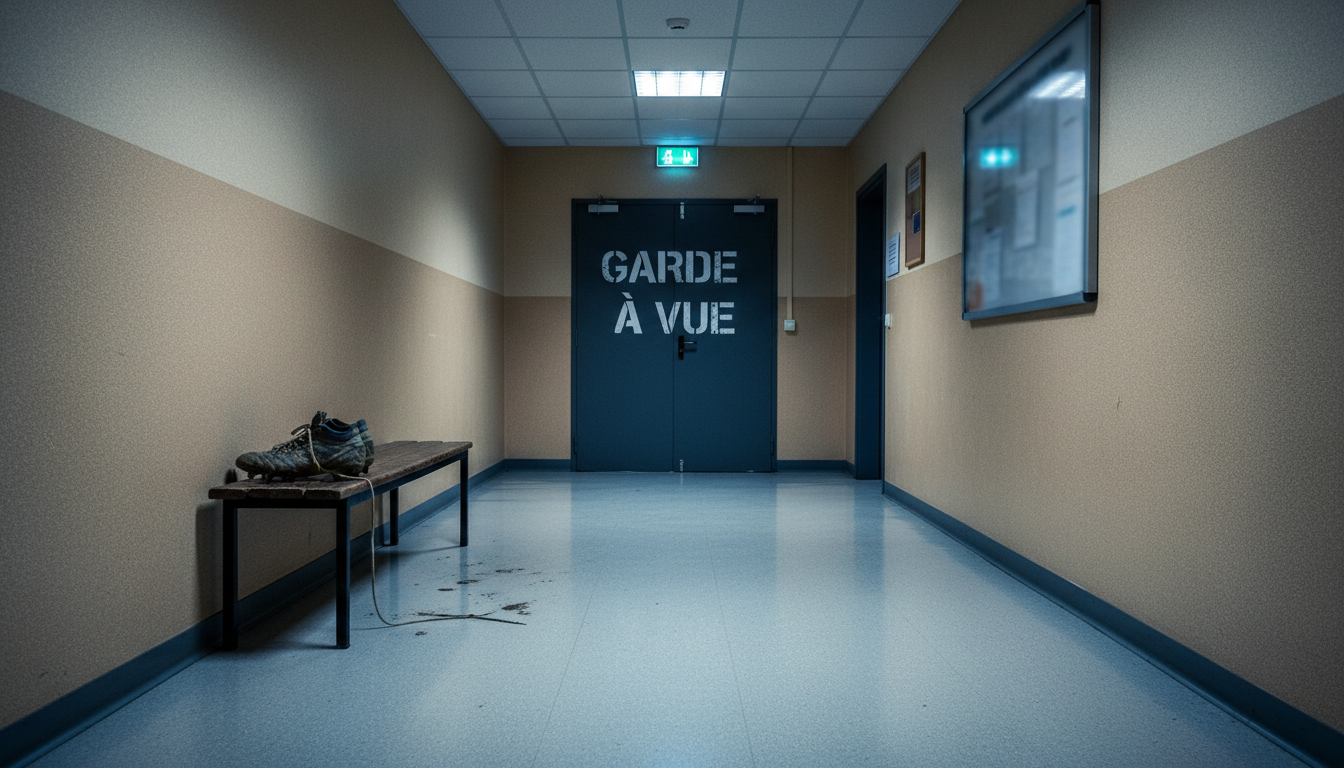 Couloir de garde à vue dans une gendarmerie française