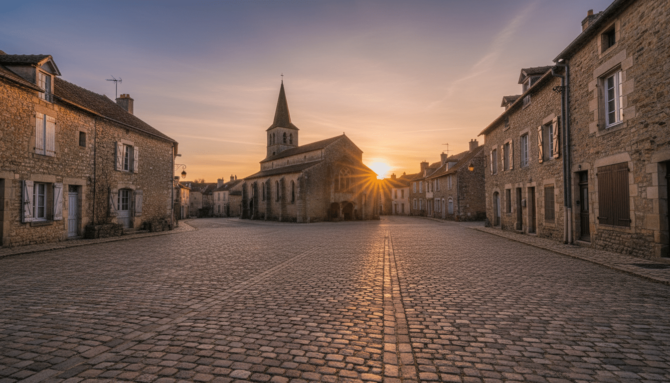 Place tranquille du village de Gy en Franche-Comté
