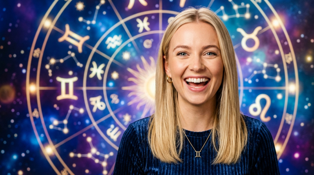 Homme émerveillé entouré de lumière céleste et de symboles du zodiaque pour l'horoscope du vendredi 22 mai 2026