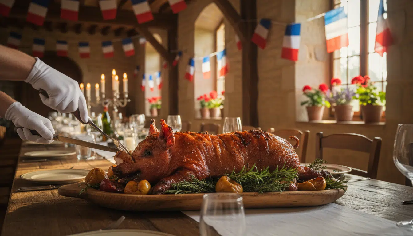 Plat de cochon servi lors du banquet du Canon français