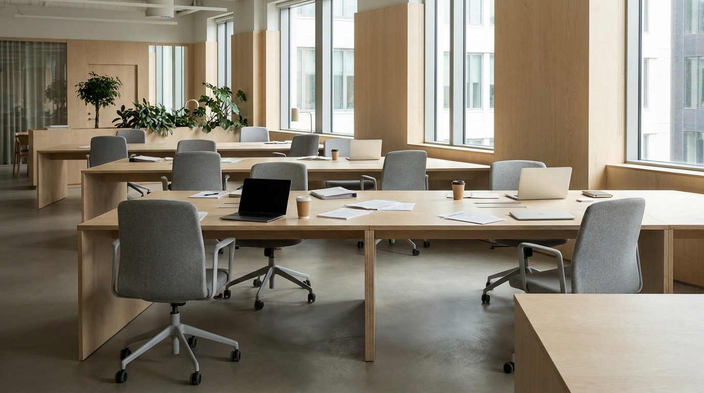 Bureaux vides dans un espace de travail nordique