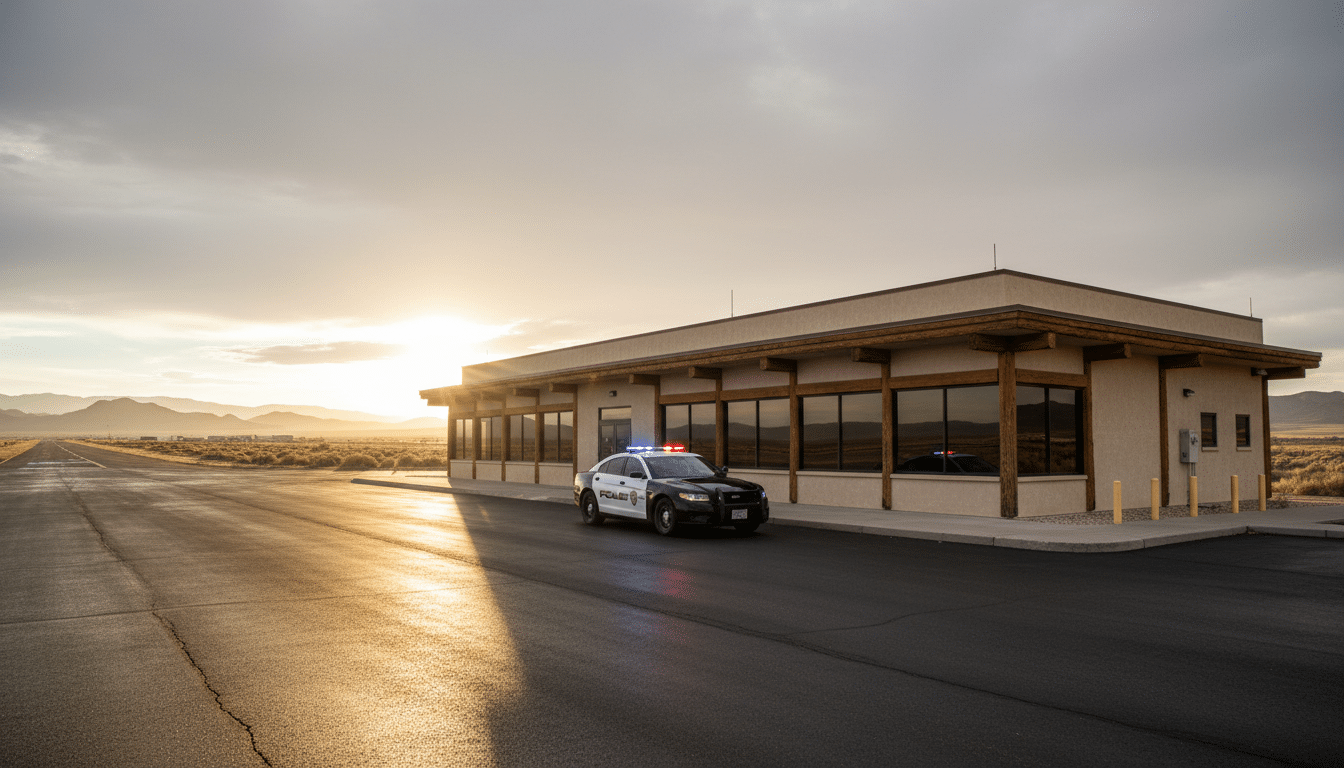 Aéroport régional d'Elko au Nevada avec voiture de police