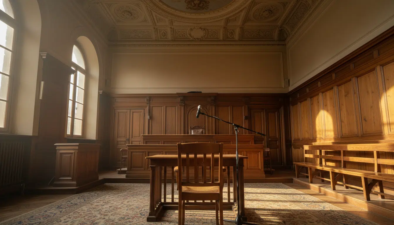 Salle d'audience vide d'un tribunal français