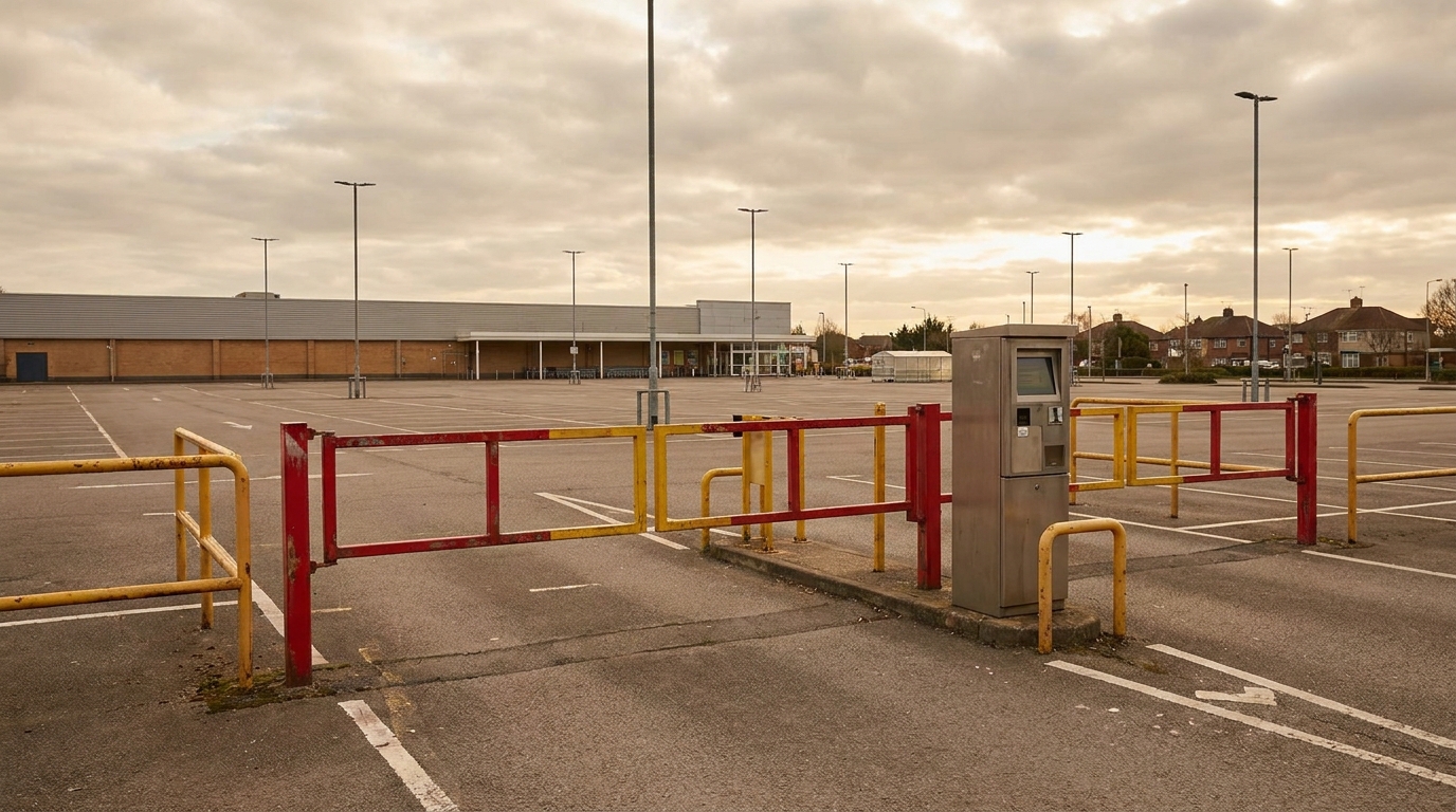 Barrières de parking de supermarché avec terminal de paiement